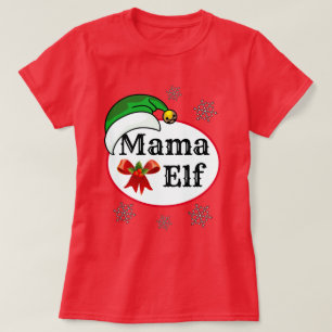 Camiseta A nova Natal das mulheres Mama ELF COSTUME T-Shir