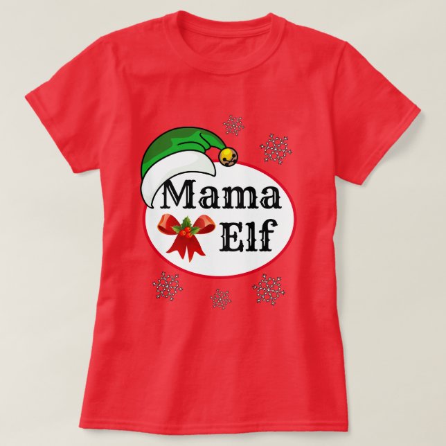 Camiseta A nova Natal das mulheres Mama ELF COSTUME T-Shir (Frente do Design)