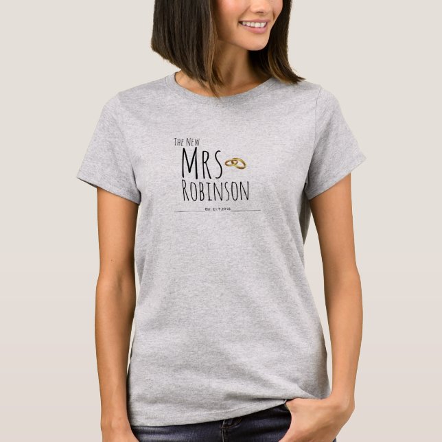 Camiseta A Nova Sra. Add Name, Date Wedding - RECEM CASADOS (Frente)