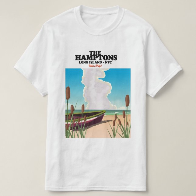 Camiseta A NYC de Hamptons Long Island, poster de viagens. (Frente do Design)