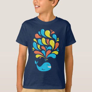 Camiseta A obscuridade feliz colorida da baleia dos