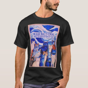 Camiseta A Onda Azul Está Chegando E Está Coberta No Gato H