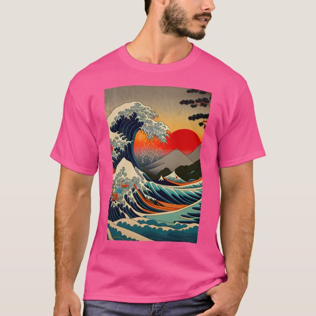 Camiseta A Onda De Excelente De Kanagawa Em Dusk Ative (Frente)