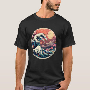 Camiseta A Onda de Excelente do Kanagawa Japão Art Sunset C