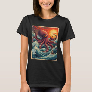Camiseta A Onda De Excelente Do Octopus Retro Anime Ja De K