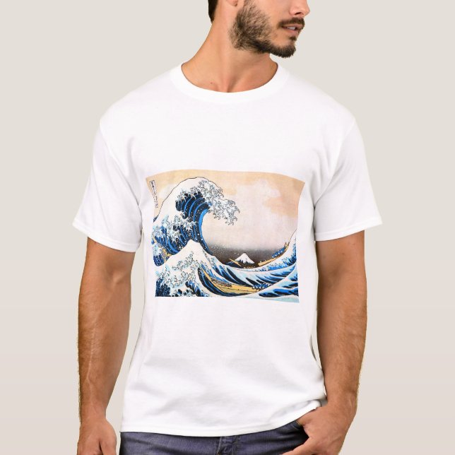 Camiseta A onda de Excelentes de Kanagawa, Hokusai (Frente)
