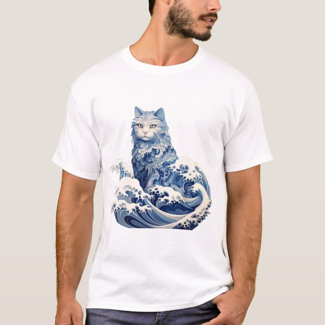 Camiseta A Onda De Gato De Kanagawa (Frente)