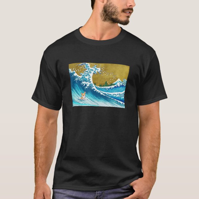 Camiseta A Onda de Surfe Corgi (Frente)