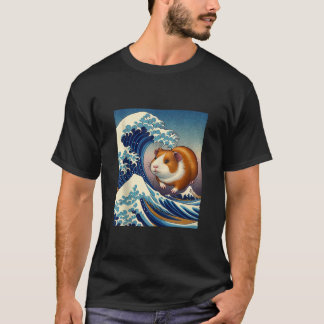 Camiseta A onda Excelente da Guiné Suína Animal Japonesa