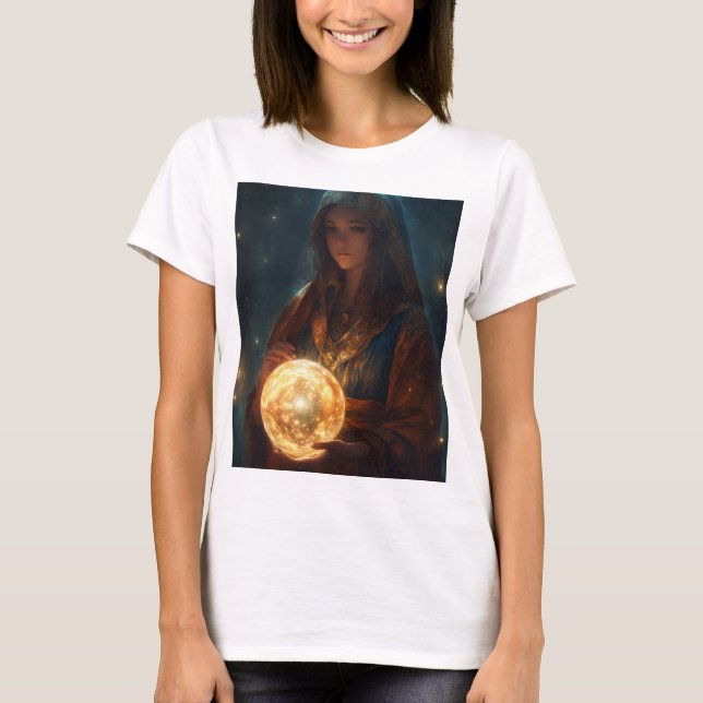 Camiseta A Órbita do Mistério: Luz nas Mãos (Frente)