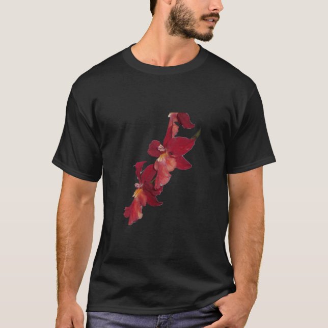 Camiseta A orquídea vermelha floresce o t-shirt (Frente)