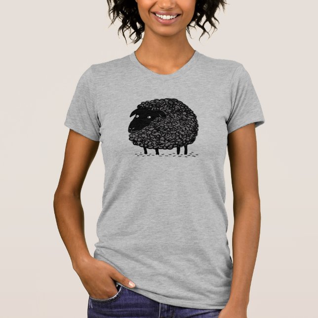Camiseta A ovelha negra | Cartoon de Ovinos Cute Wooly | LE (Frente)