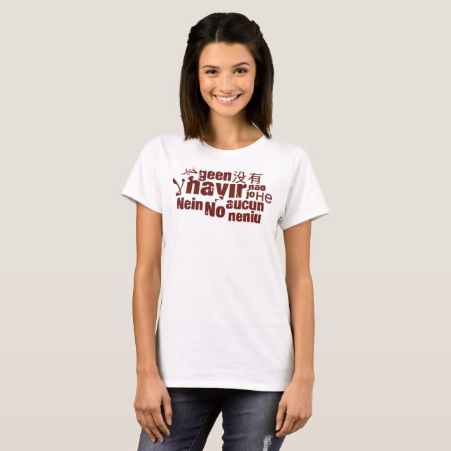 Camiseta A palavra "Não" em diferentes idiomas... (Frente Completa)