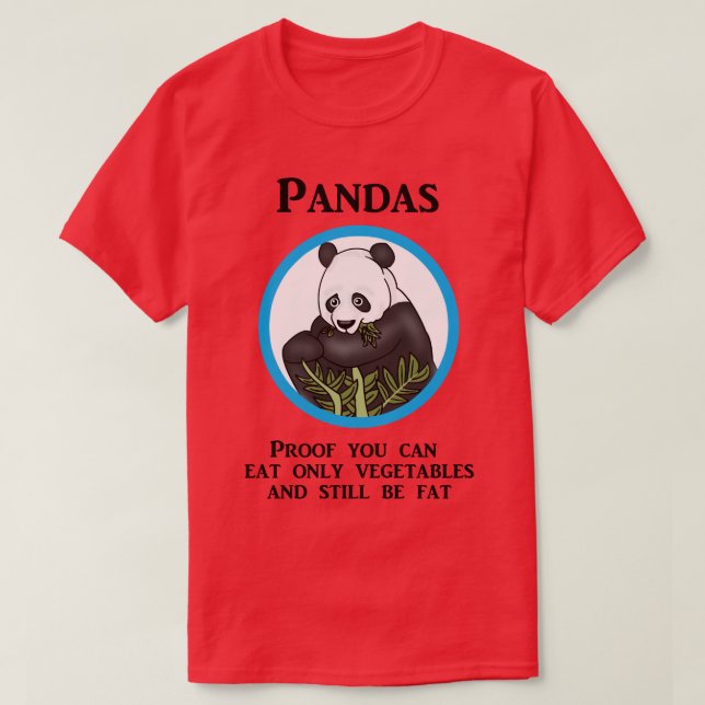 Camiseta A panda gorda engraçada, vegetais não trabalha (Frente do Design)