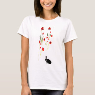 Camiseta A papoila superior floresce o coelho de coelho
