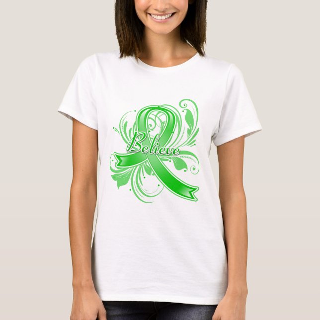 Camiseta A paralisia cerebral acredita a fita do Flourish (Frente)
