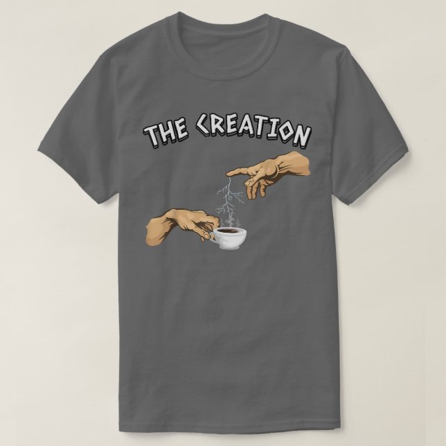 Camiseta A paródia Michelangelo da Criação do Café (Frente do Design)
