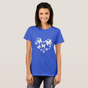 Camiseta A parte superior azul & branca da borboleta,