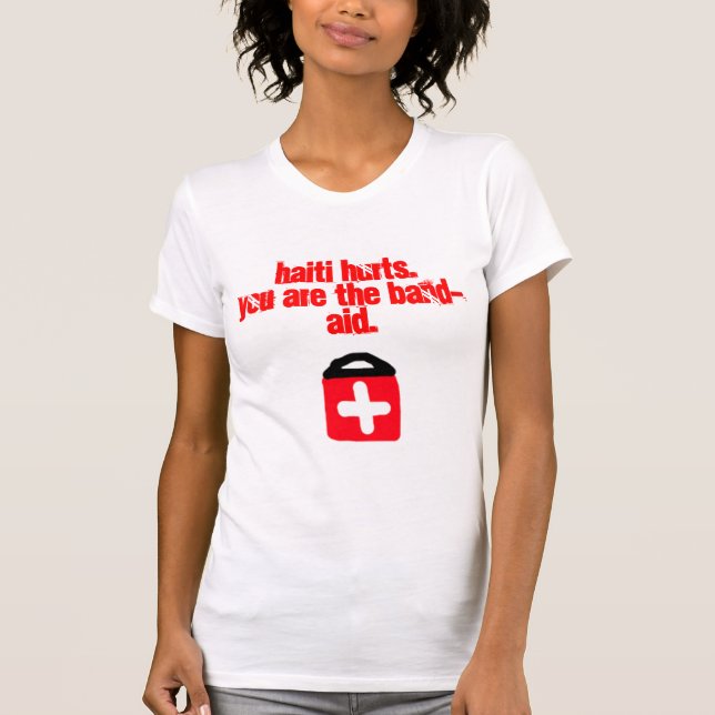 Camiseta A parte superior das mulheres de Haiti da ajuda (Frente)