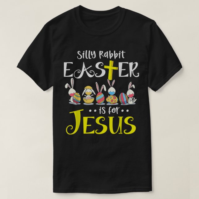 Camiseta A Páscoa do coelho bobo é para Jesus Cristo Máscar (Frente do Design)