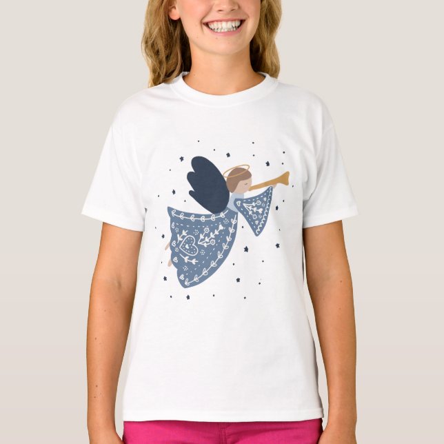 Camiseta A Paz do Anjo do Natal no Feriado da Terra (Frente)