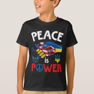 Camiseta A Paz É Poder Aperto De Mão EUA Ucrânia Unidade Ju