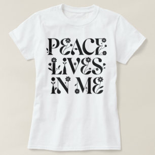 Camiseta A Paz Vive em Mim Tipografia Floral