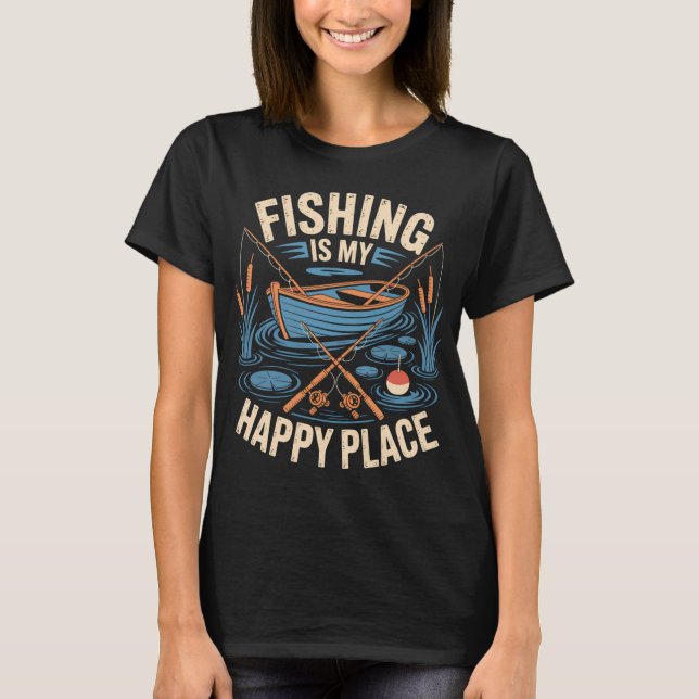 Camiseta A Pesca É Meu Lugar Feliz (Frente)
