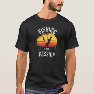 Camiseta A Pesca É Minha Paixão Retro Pôr do Sol Angling P