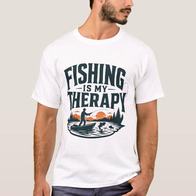 Camiseta A Pesca É Minha Terapia Design de Pesca (Frente)