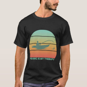 Camiseta A Pesca é Minha Terapia Retro Pôr do Sol
