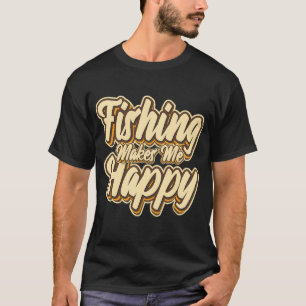 Camiseta A pesca me faz feliz tipografia