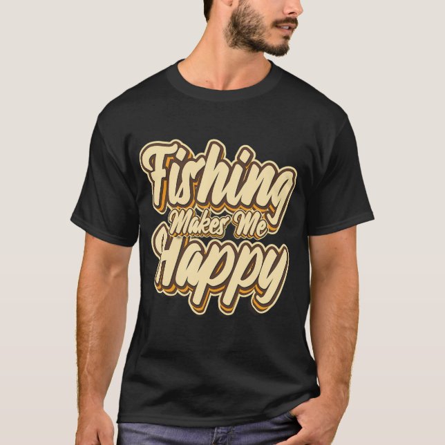 Camiseta A pesca me faz feliz tipografia (Frente)