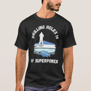Camiseta A pesca no gelo não pode funcionar haste buraco de
