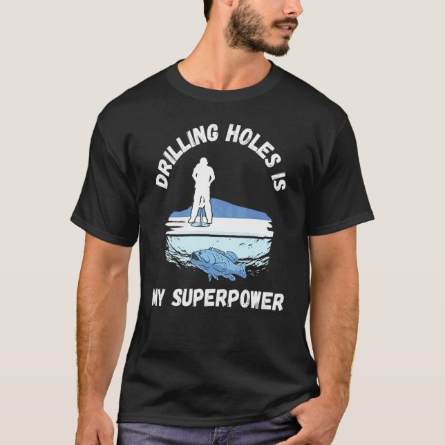 Camiseta A pesca no gelo não pode funcionar haste buraco de (Frente)
