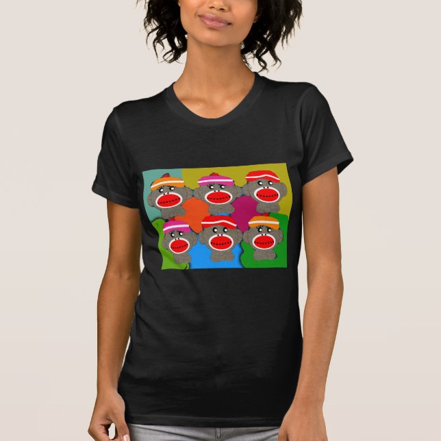 Camiseta A peúga Monkeys o pop art--Presentes da arte (Frente)