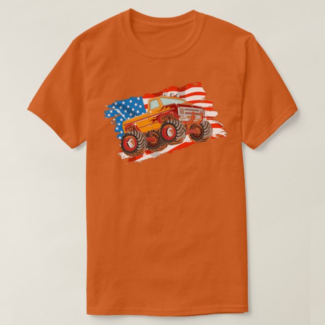Camiseta A Pickup Truck Monster Bigfoot with american flag  (Frente do Design)