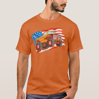 Camiseta A Pickup Truck Monster Bigfoot with american flag 