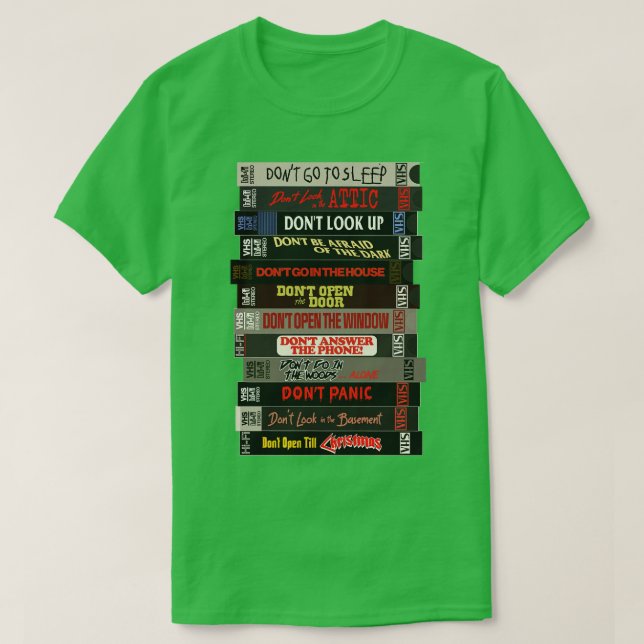 Camiseta A pilha de "Dont Films Horror VHS" (Frente do Design)