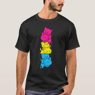 Camiseta A Pilha de Gatos Orgulho da Bandeira Pansexual Lgb