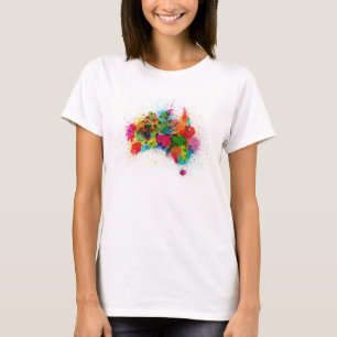 Camiseta A pintura de Austrália espirra o mapa