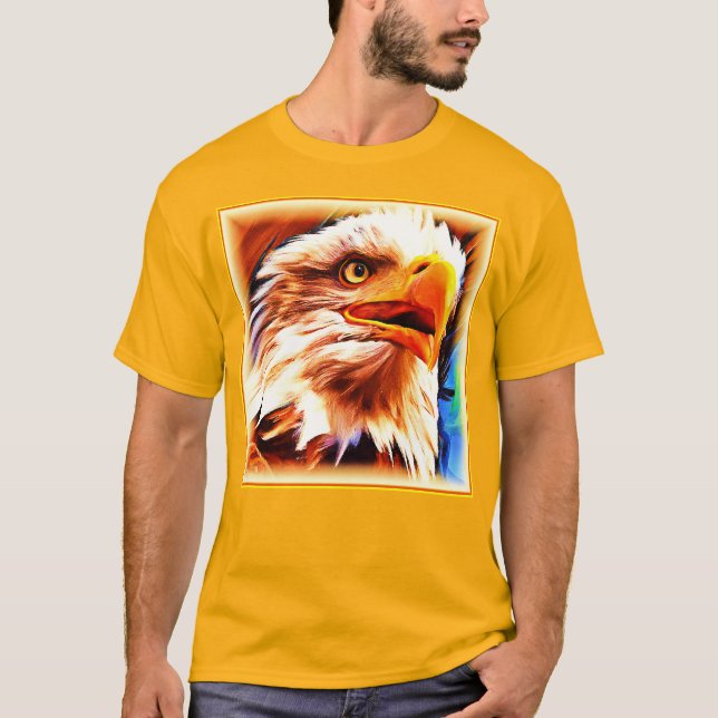 Camiseta A pintura de uma face das águias espantosas. Compr (Frente)