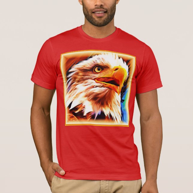 Camiseta A pintura de uma face das águias espantosas. Compr (Frente)