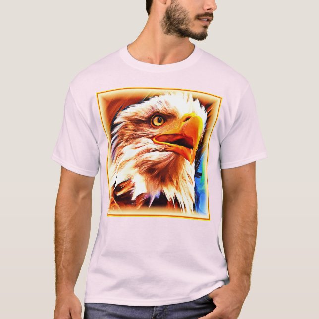 Camiseta A pintura de uma face das águias espantosas. Compr (Frente)