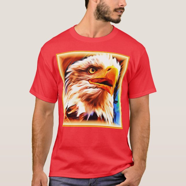 Camiseta A pintura de uma face das águias espantosas. Compr (Frente)