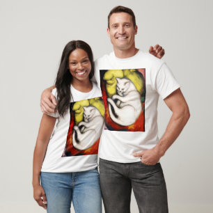 Camiseta A pintura do Gato Branco de Franz Marc