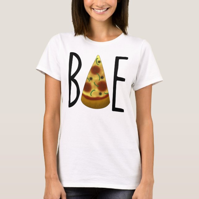 Camiseta A pizza é o t-shirt de Bae (com vegetarianos) (Frente)