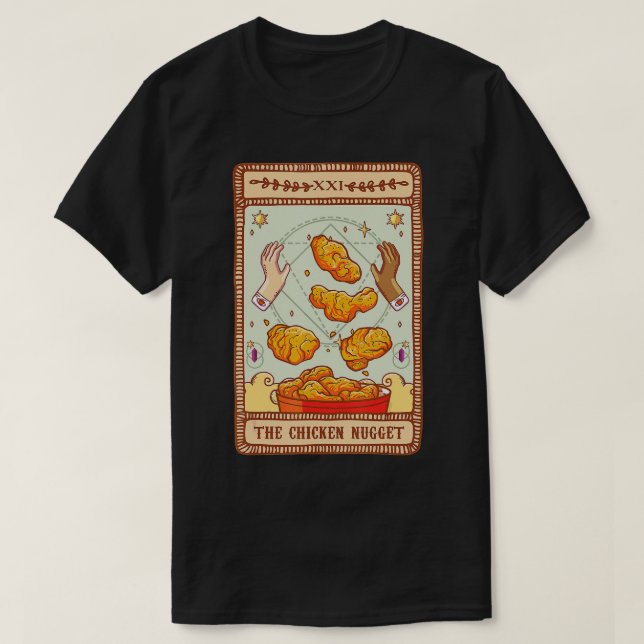 Camiseta A Placa de Tarô de Galinha Nugget Comida Rápida Ta (Frente do Design)