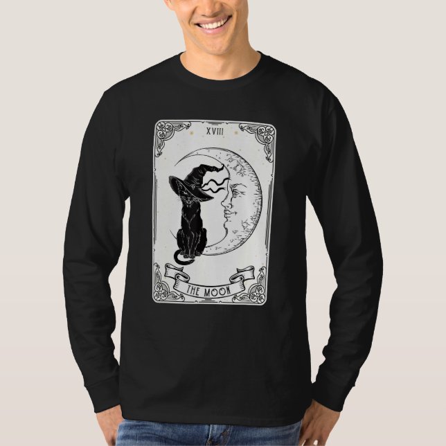 Camiseta A Placa de Tarot da Lua Negra-Negra Crescen (Frente)