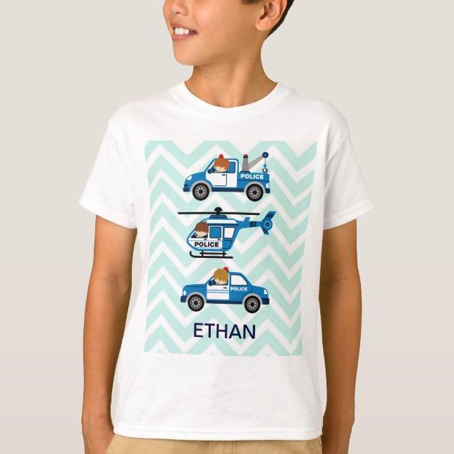 Camiseta A polícia transporta veículos do helicóptero em (Frente)